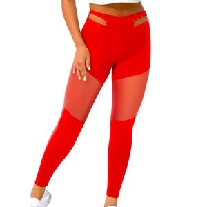 Red Mesh Leggings